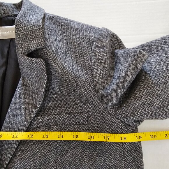 Everlane The Oversized Blazer Wool Gray Herringbone Boyfriend Fit Classic Sz 0 - Picture 11 of 16